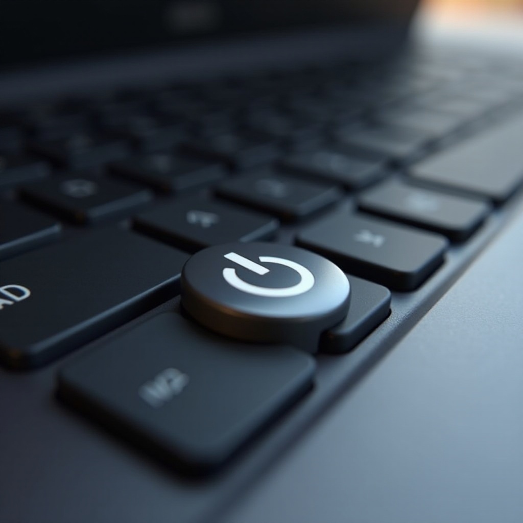 botão de energia do laptop no teclado